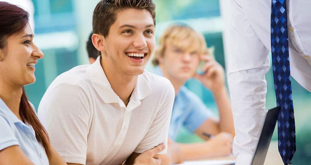GCSE Students Laughing in the classroom